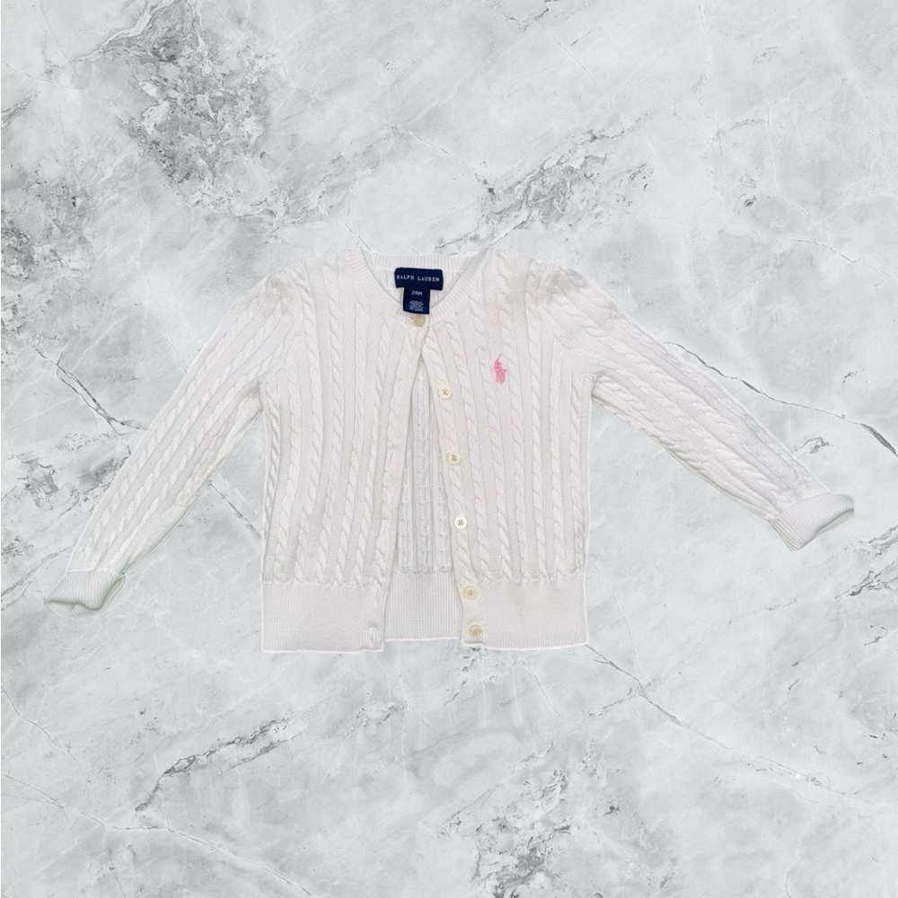 New no tags 🏷️ Ralph Lauren White Cable Knit Sweater size toddler 24 months